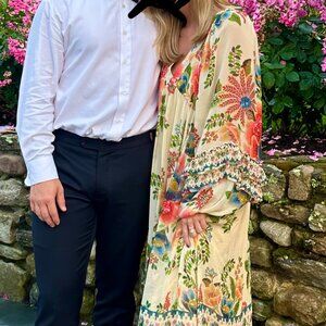 Farm Rio Floral-Print Chiffon Dress - S